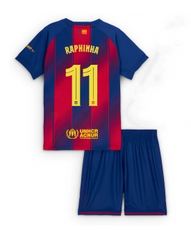 Billige Fotballdrakt Barcelona Raphinha Belloli #11 Replika Hjemmedraktsett Barn 2025-26 Kortermet (med bukser)